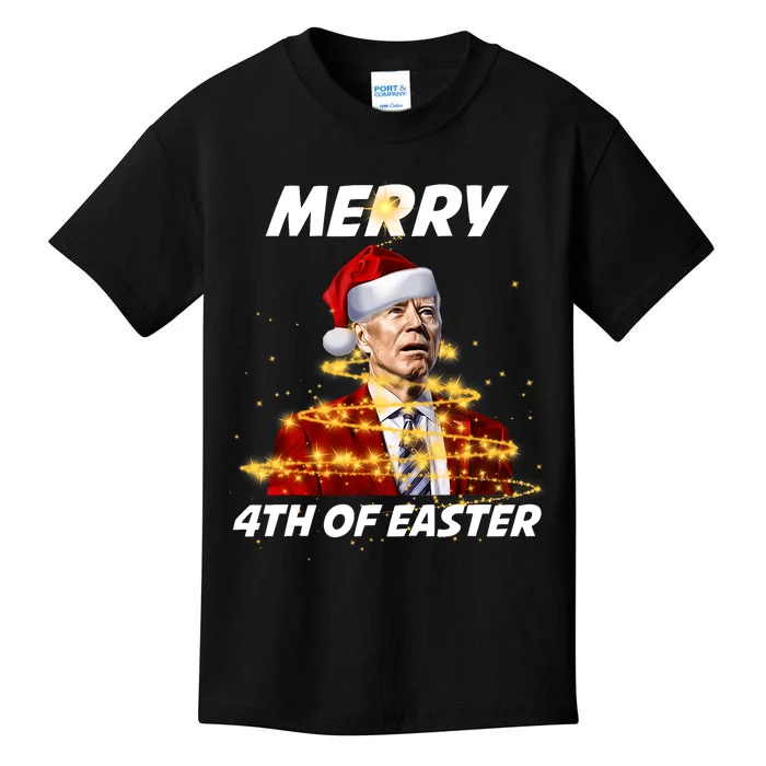 Funny Joe Biden Christmas Santa Hat Merry 4th Of Easter Xmas Kids T-Shirt