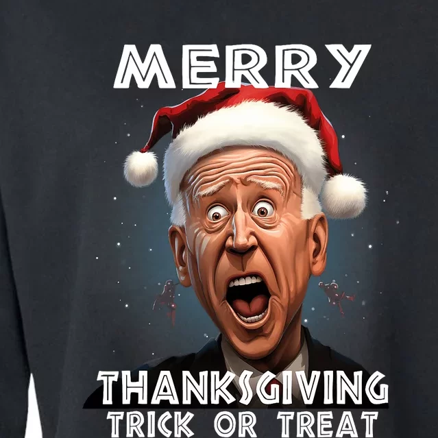 Funny Joe Biden Santa Hat Merry Thanksgiving Christmas Cropped Pullover Crew