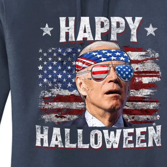 Funny Joe Biden 4th Of July Happy Halloween American Us Flag Cute Gift Women's Pullover Hoodie