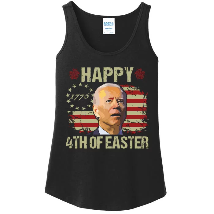 Fun Joe Biden 4th Of July Happy 4th Of Easter Us Flag Ladies Essential Tank