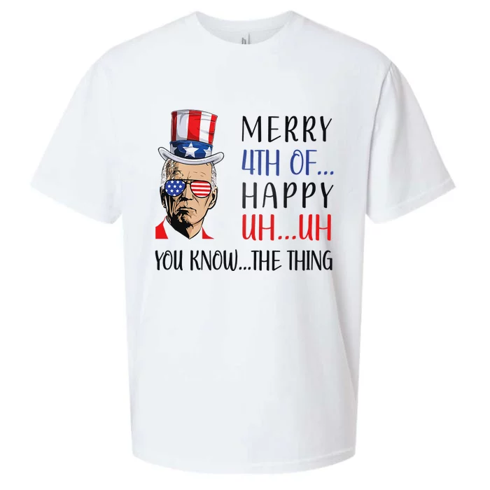 Funny Joe Biden Confused Merry 4th Of July US Flag Sueded Cloud Jersey T-Shirt