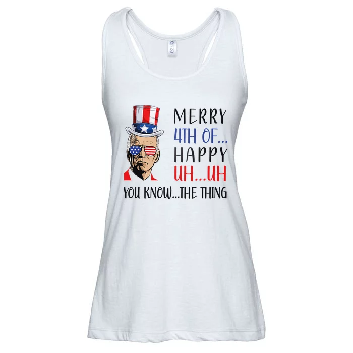 Funny Joe Biden Confused Merry 4th Of July US Flag Ladies Essential Flowy Tank