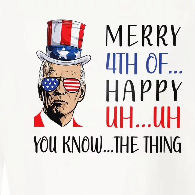 Funny Joe Biden Confused Merry 4th Of July US Flag Cropped Pullover Crew