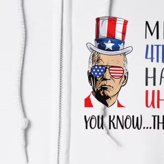 Funny Joe Biden Confused Merry 4th Of July US Flag Full Zip Hoodie