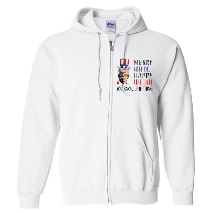 Funny Joe Biden Confused Merry 4th Of July US Flag Full Zip Hoodie