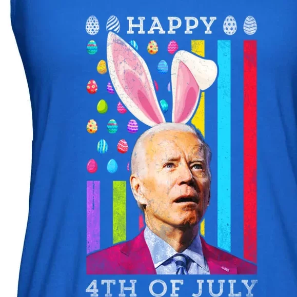 Funny Joe Biden Easter Happy 4th Of July Biden Bunny Gift Ladies Essential Flowy Tank