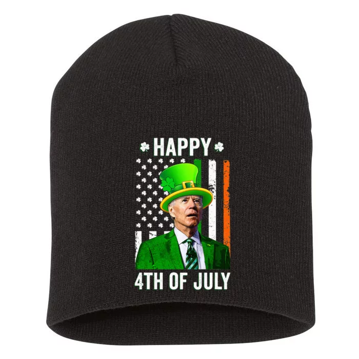 Funny Joe Biden Happy 4th Of July Confused St Patricks Day Short Acrylic Beanie