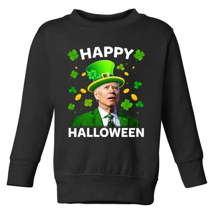 Funny Joe Biden St Patricks Day Happy Halloween Toddler Sweatshirt