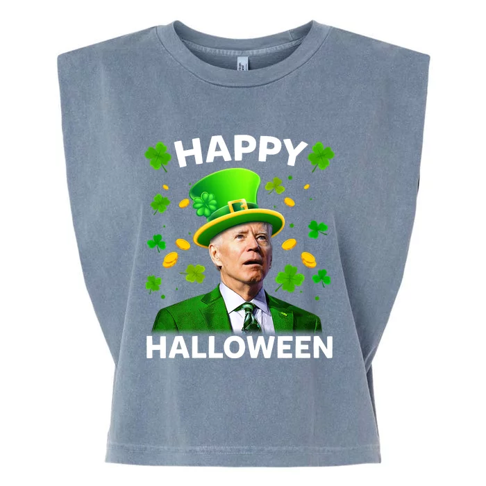 Funny Joe Biden St Patricks Day Happy Halloween Garment-Dyed Women's Muscle Tee