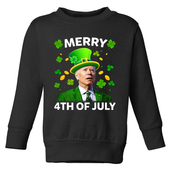 Funny Joe Biden St Patricks Day Merry 4th Of July Toddler Sweatshirt