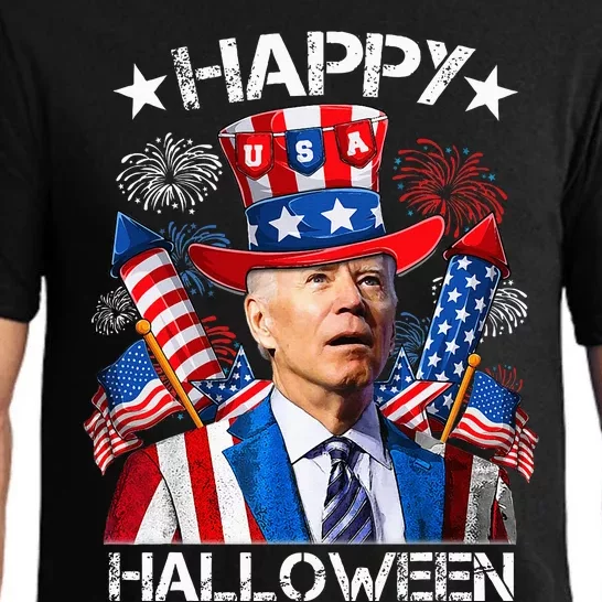 Funny Joe Biden 4th Of July Happy Halloween Firework Pajama Set