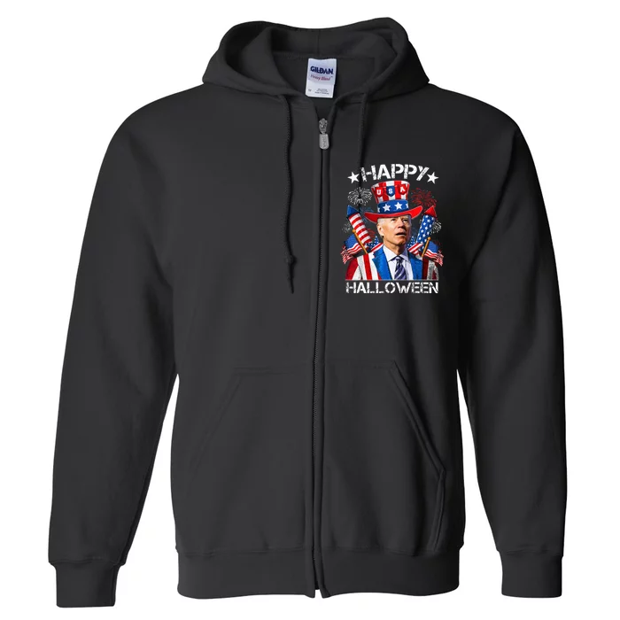 Funny Joe Biden 4th Of July Happy Halloween Firework Full Zip Hoodie