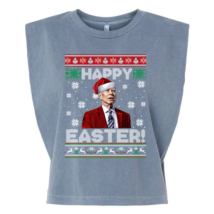 Funny Joe Biden Happy Easter Ugly Christmas Sweater Garment-Dyed Women's Muscle Tee