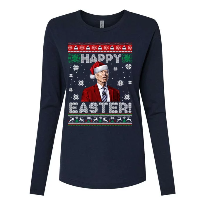 Funny Joe Biden Happy Easter Ugly Christmas Sweater Womens Cotton Relaxed Long Sleeve T-Shirt