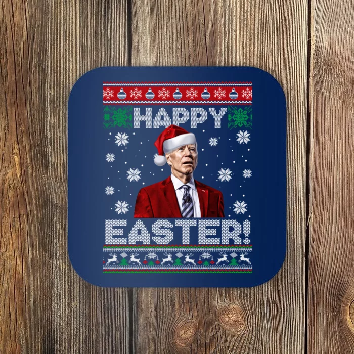 Funny Joe Biden Happy Easter Ugly Christmas Sweater Coaster