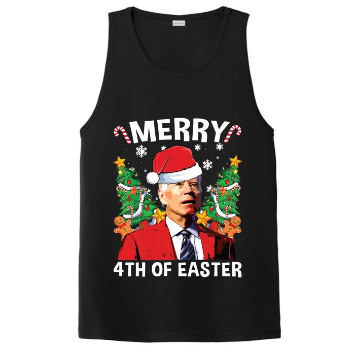 Funny Joe Biden Christmas Santa Hat Merry 4th Of Easter Xmas Performance Tank