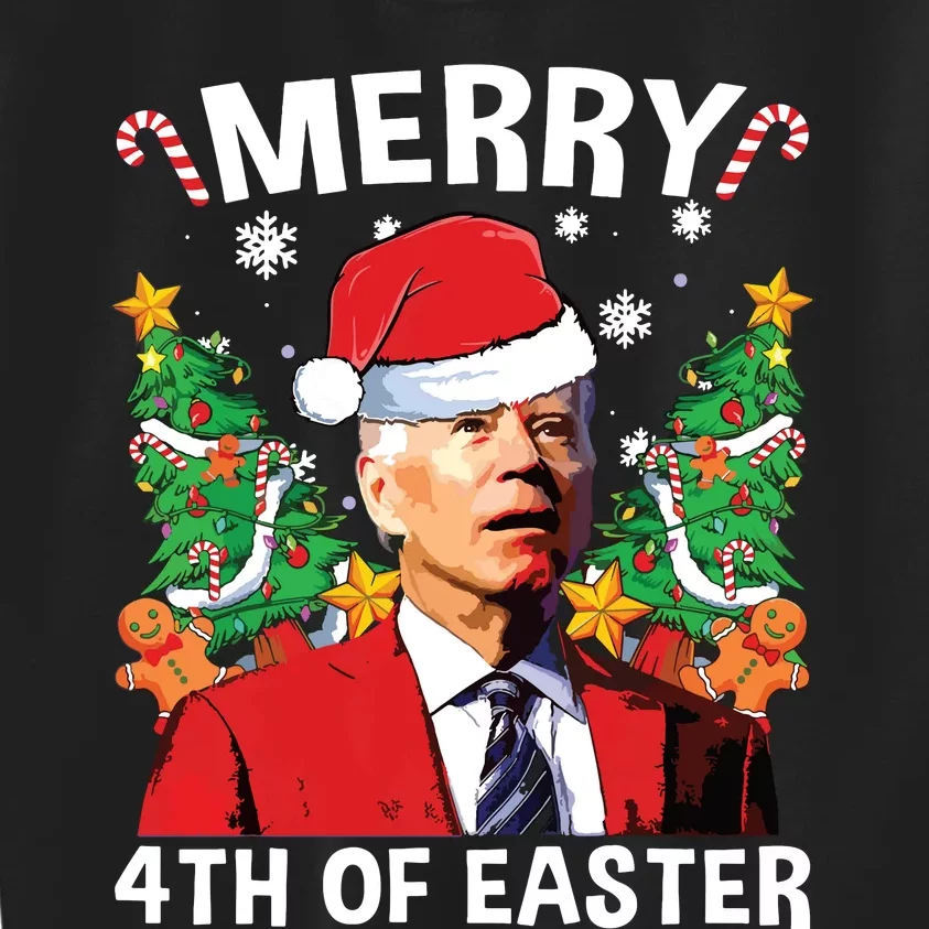 Funny Joe Biden Christmas Santa Hat Merry 4th Of Easter Xmas Kids Sweatshirt