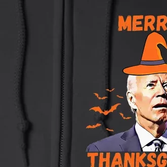 Funny Joe Biden Confused Merry Thanksgiving Happy Halloween Full Zip Hoodie