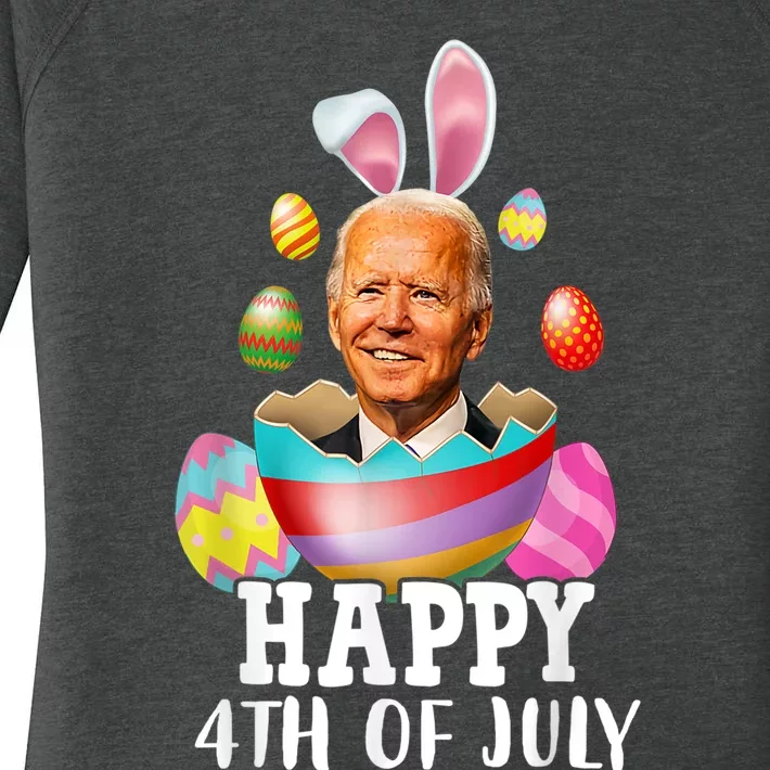 Funny Joe Biden Happy 4th July Confused Easter Biden Bunny Women's Perfect Tri Tunic Long Sleeve Shirt