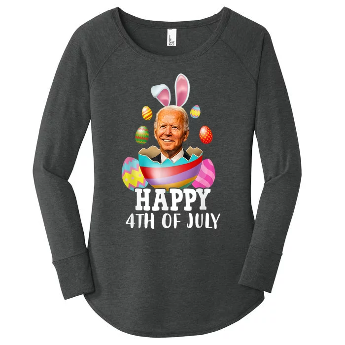 Funny Joe Biden Happy 4th July Confused Easter Biden Bunny Women's Perfect Tri Tunic Long Sleeve Shirt