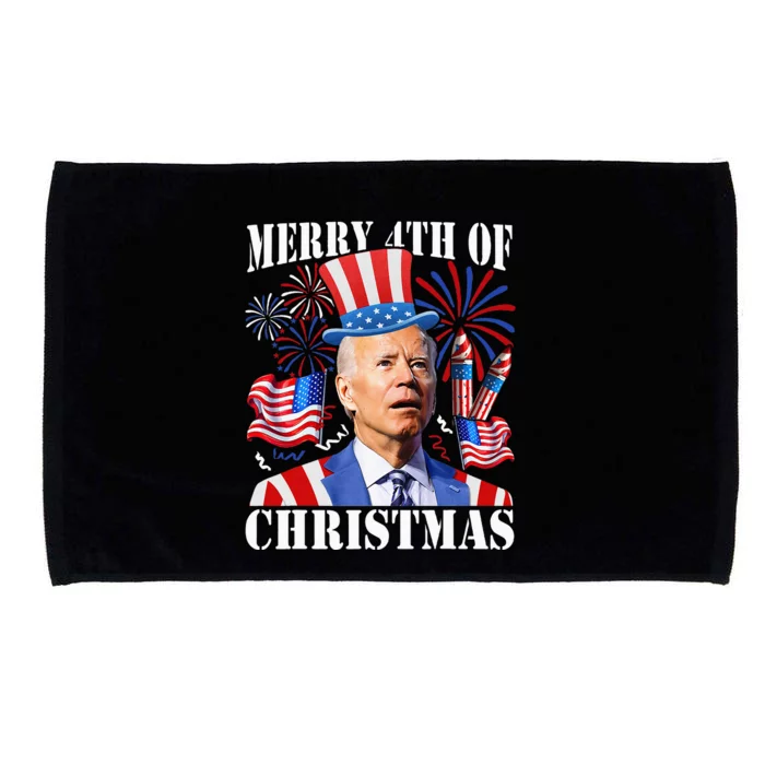 Funny Joe Biden Merry 4th Of Christmas 4th Of July Firework Microfiber Hand Towel