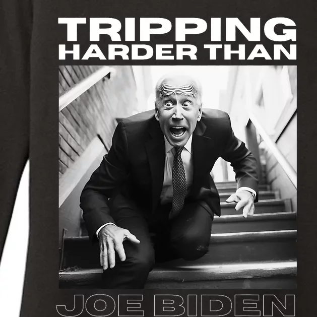 Funny Joe Biden Tripping Harder Than Joe Biden Womens CVC Long Sleeve Shirt