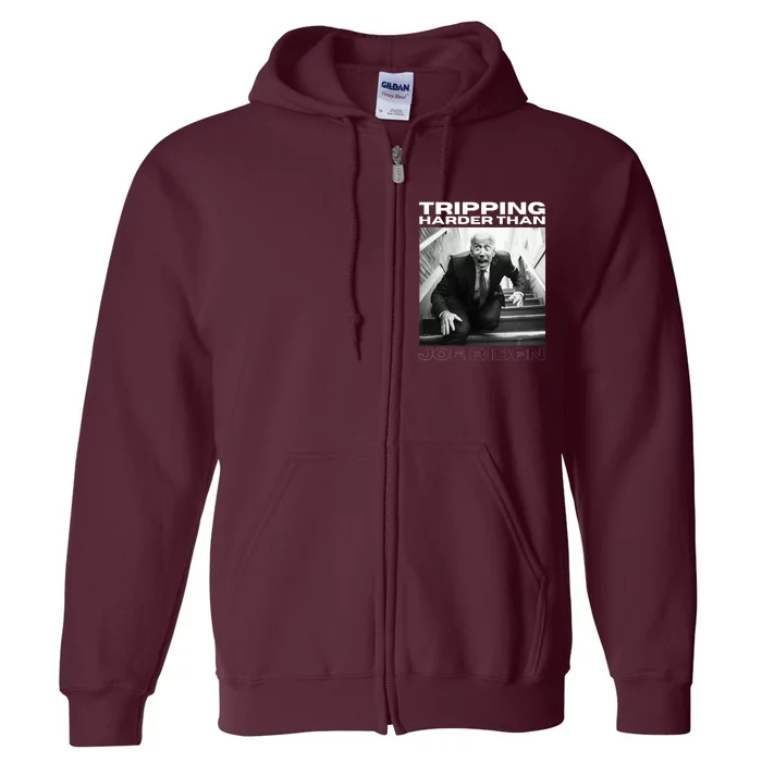 Funny Joe Biden Tripping Harder Than Joe Biden Full Zip Hoodie