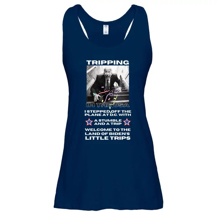 Funny Joe Biden Tripping In The USA Ladies Essential Flowy Tank