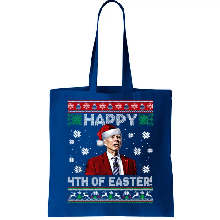 Funny Joe Biden Happy 4th Of Easter Ugly Christmas Sweater Gift Tote Bag