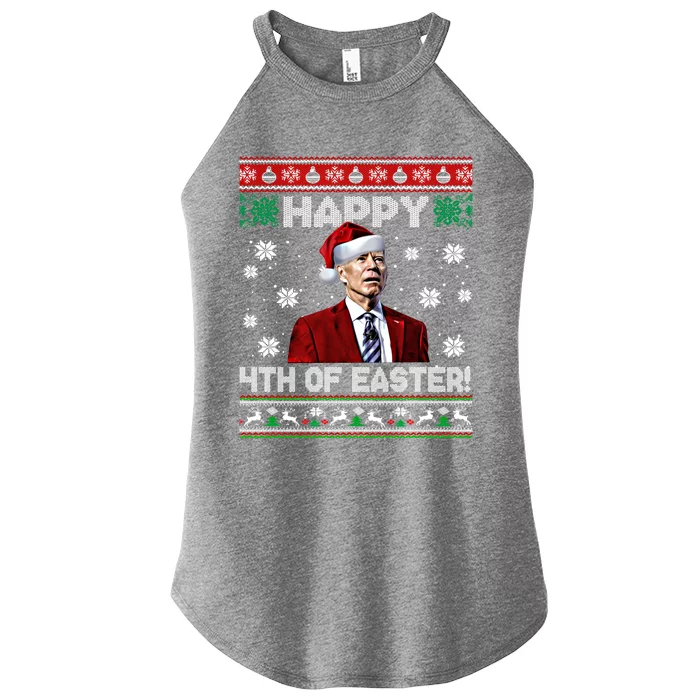 Funny Joe Biden Happy 4th Of Easter Ugly Christmas Sweater Gift Women’s Perfect Tri Rocker Tank