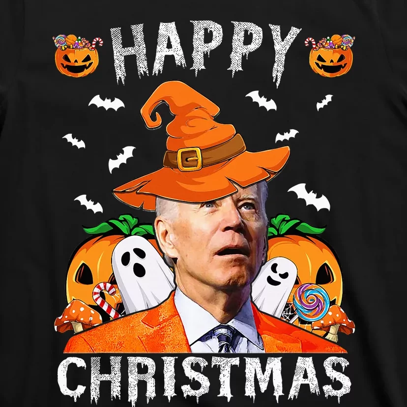 Funny Joe Biden Happy Halloween Happy Christmas Saying T-Shirt