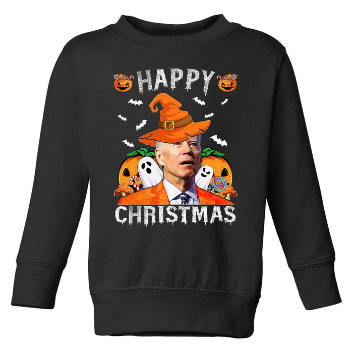 Funny Joe Biden Happy Halloween Happy Christmas Saying Toddler Sweatshirt