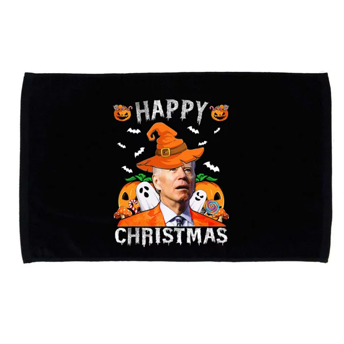 Funny Joe Biden Happy Halloween Happy Christmas Saying Microfiber Hand Towel