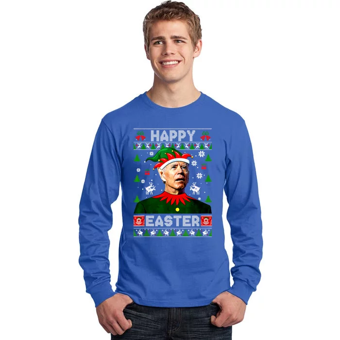 Funny Joe Biden Happy Easter Christmas Ugly Sweater Cool Gift Tall Long Sleeve T-Shirt