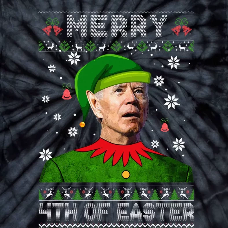 Funny Joe Biden Merry 4th Of Easter Ugly Christmas Sweater Tie-Dye T-Shirt