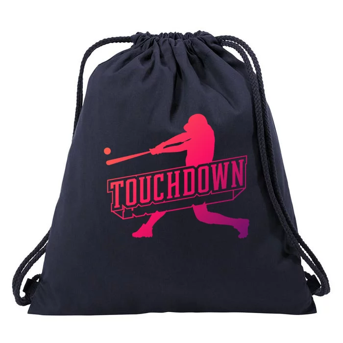 Funny Joke Baseball Touchdown Joke Gift Design Gift Drawstring Bag