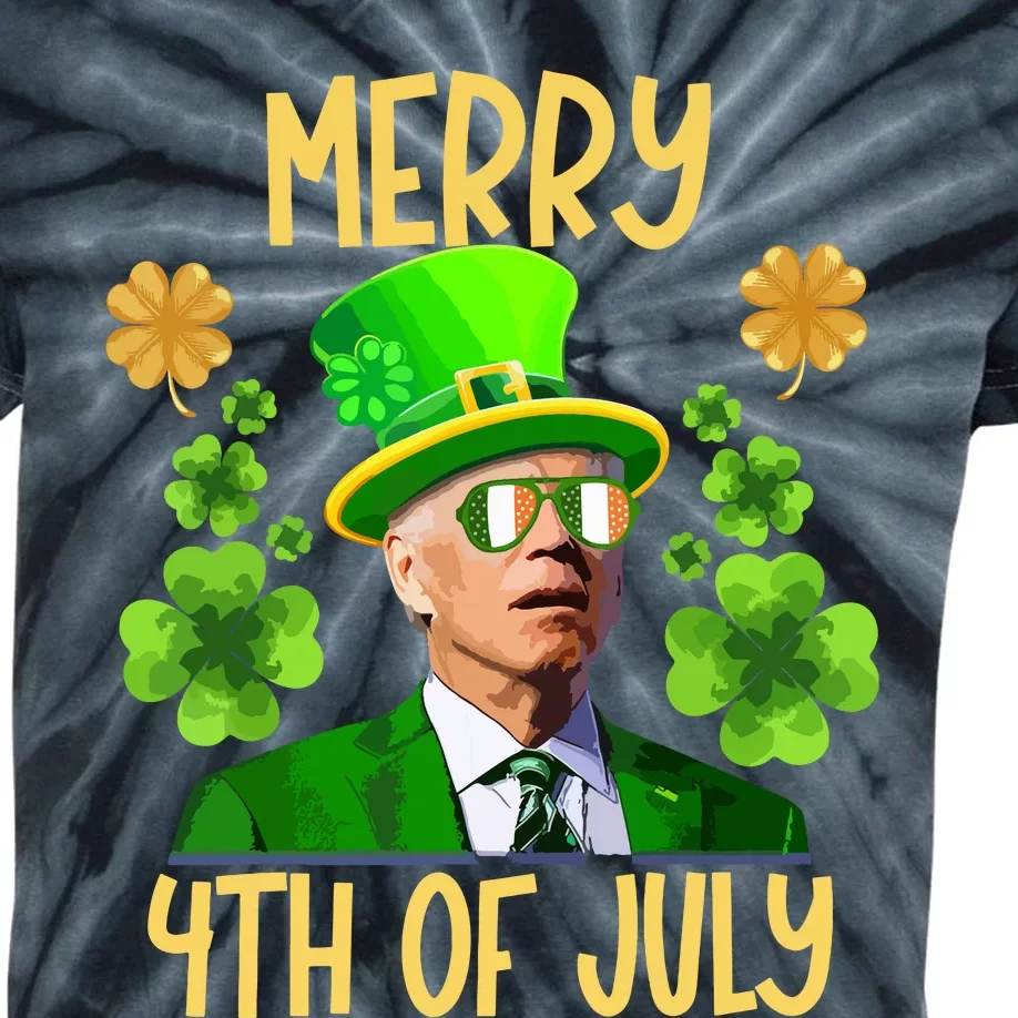 Funny Joe Biden St Patricks Day Merry 4th Of July Sarcastic Kids Tie-Dye T-Shirt