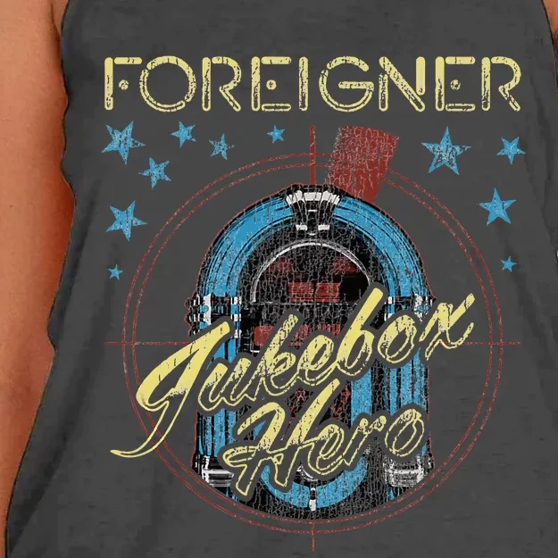 F.O.R.E.I.G.N.E.R Juke Box Hero Women's Knotted Racerback Tank