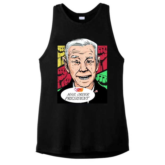 Funny Joe Biden Mail Order President Ladies Tri-Blend Wicking Tank