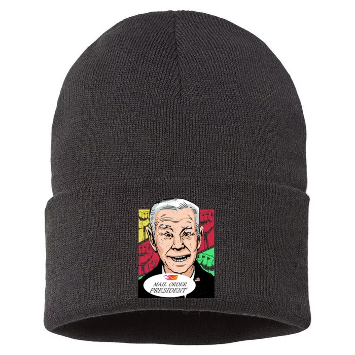 Funny Joe Biden Mail Order President Sustainable Knit Beanie