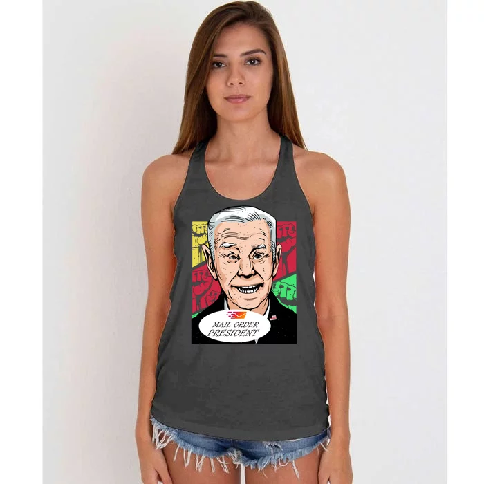 Funny Joe Biden Mail Order President Women's Knotted Racerback Tank