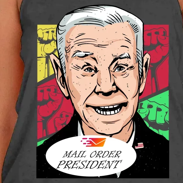 Funny Joe Biden Mail Order President Women's Knotted Racerback Tank