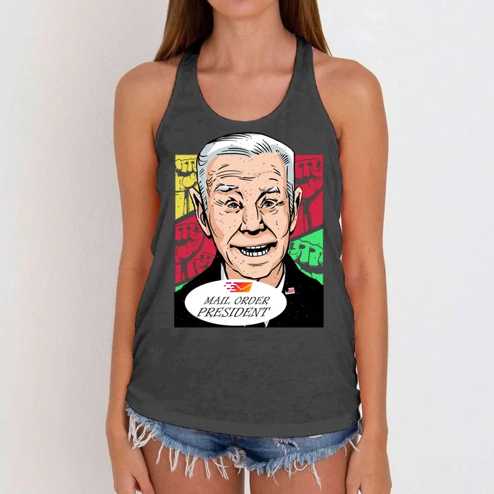 Funny Joe Biden Mail Order President Women's Knotted Racerback Tank