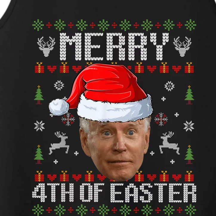 Funny Joe Biden Happy 4th Of Easter Ugly Christmas Sweater Performance Tank