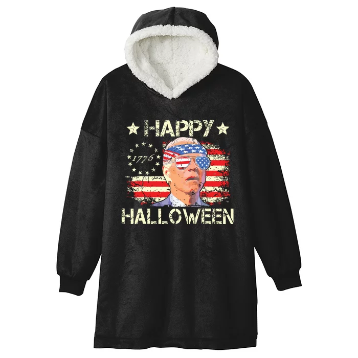 Funny Joe Biden 4th Of July Happy Halloween Us Flag Hooded Wearable Blanket