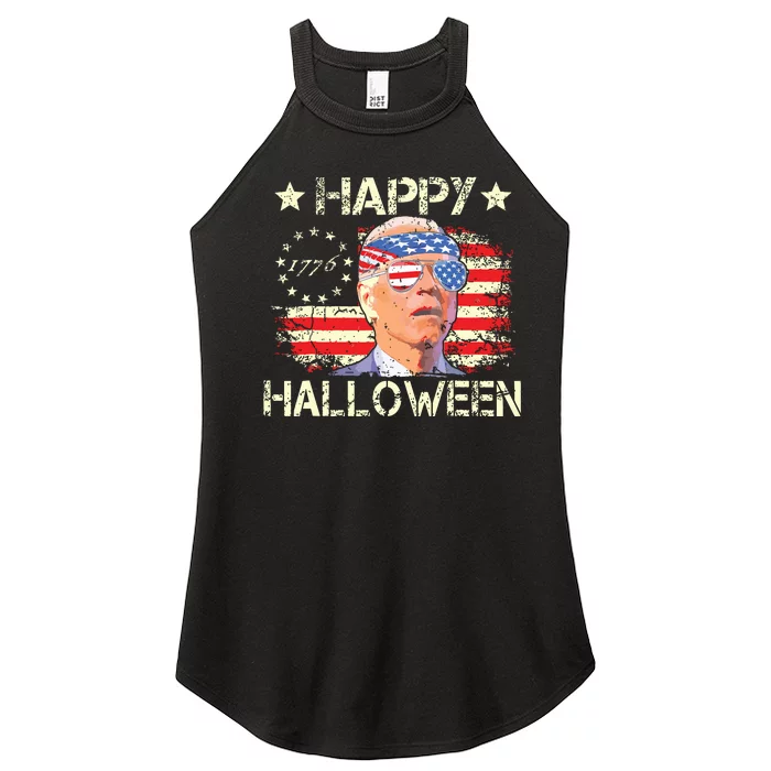 Funny Joe Biden 4th Of July Happy Halloween Us Flag Women’s Perfect Tri Rocker Tank