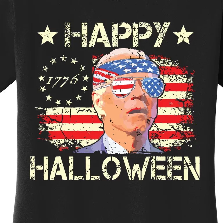 Funny Joe Biden 4th Of July Happy Halloween Us Flag Women's T-Shirt