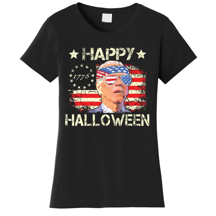 Funny Joe Biden 4th Of July Happy Halloween Us Flag Women's T-Shirt