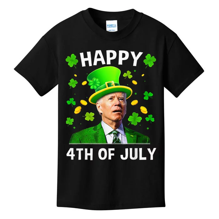 Funny Joe Biden St Patricks Day Happy 4th Of July Confused Kids T-Shirt