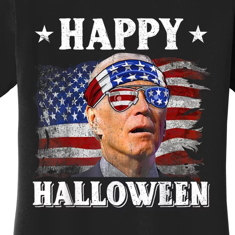 Funny Joe Biden Happy Halloween Confused 4th Of July Women's T-Shirt